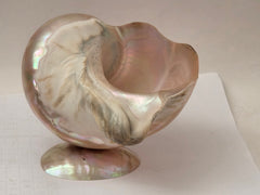 Art Deco Mother of Pearl Turban SEASHELL Pedestal Caviar Bowl, Vase, Dish!