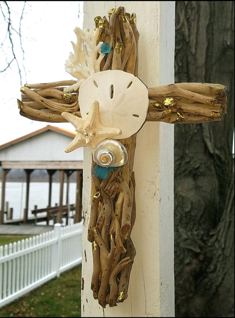 COASTAL DRIFTWOOD CROSS  * COASTAL ACCENTS