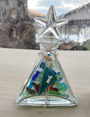 SET OF 2 BOTTLES OF SEA GLASS AS SHOWN