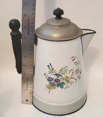 Vintage French Enamel Coffee Pot * RARE STYLE * "Biggins"