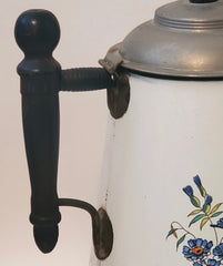 Vintage French Enamel Coffee Pot * RARE STYLE * "Biggins"