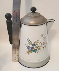 Vintage French Enamel Coffee Pot * RARE STYLE * "Biggins"