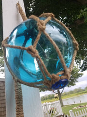 SALE * NAUTICAL BLUE GLASS FLOAT  6"