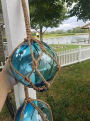 SALE * NAUTICAL BLUE GLASS FLOAT  6"