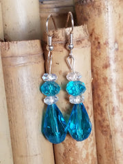 OCEAN BLUE Crystal Borealis Faceted Teardrop Earrings