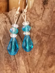 OCEAN BLUE Crystal Borealis Faceted Teardrop Earrings