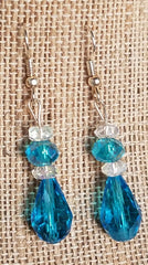 OCEAN BLUE Crystal Borealis Faceted Teardrop Earrings