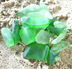 *20pcs * Green *Sea - Beach Glass * Jewelry Grade