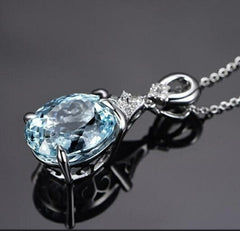 SILVER CHAIN NECKLACE & AQUAMARINE SET!