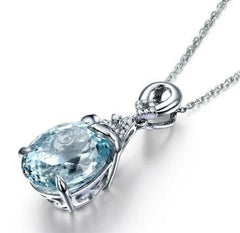 SILVER CHAIN NECKLACE & AQUAMARINE SET!