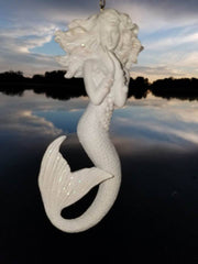 BEAUTIFUL WHITE GLITTER FLOWING HANGING MERMAIDS * SET OF 3*  ALL SEASON USES