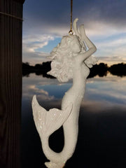 BEAUTIFUL WHITE GLITTER FLOWING HANGING MERMAIDS * SET OF 3*  ALL SEASON USES