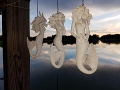 BEAUTIFUL WHITE GLITTER FLOWING HANGING MERMAIDS * SET OF 3*  ALL SEASON USES